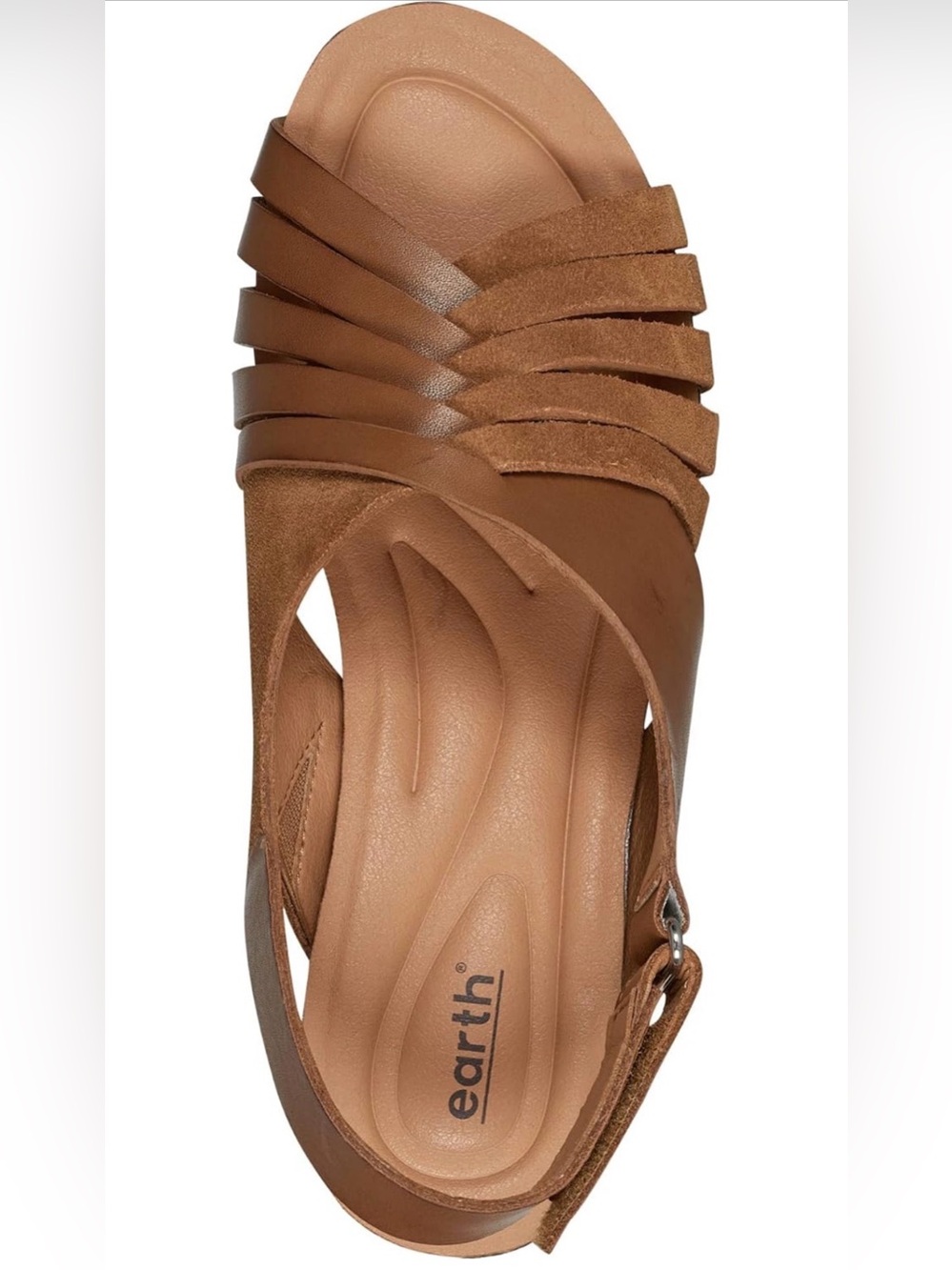 0176: Earth Women's Harris Beige Woven Slingback Wedge Sandals - Picture 2 of 9